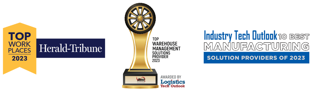 Top warehouse management solutions provider 2023, Top work places Herald Tribune, Industry tech outlook 10 best manufacturing 2023